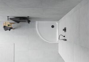 Mexen SLIM - štvrťkruhová sprchová vanička 70x70x5cm + čierny sifón, biela, 41107070B