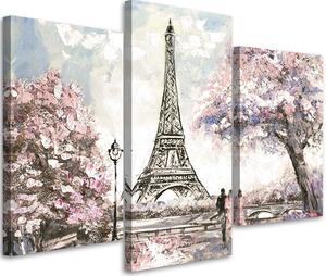 Obraz na plátne Maľovaná Eiffelova veža - 3 dielny Rozmery: 60 x 40 cm