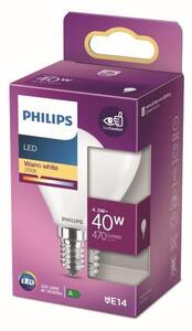 Philips 8718699763435 LED žiarovka 4,3W/40W 470lm P45 E14 2700K celosklenená kvapka
