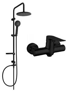 Mexen Carl sprchová zostava s dažďovou sprchou a sprchová batéria Pecos, čierna, 72740240-70