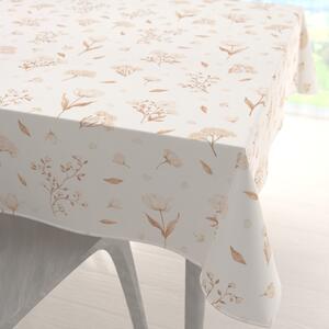 Biante Bavlnený štvorcový obrus Sandra SA-775 Smotanovo-hnedé jarné kvietky na bielom 40x40 cm