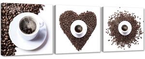Sada obrazov Coffee heart - 3 dielna Rozmery: 90 x 30 cm, Prevedenie: Obraz na plátne