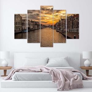 Obraz na plátne Mesto pri rieke - 5 dielny Rozmery: 100 x 70 cm
