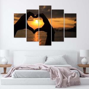 Obraz na plátne Symbol palmového srdca - 5 dielny Rozmery: 100 x 70 cm