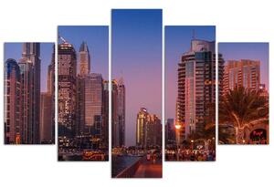 Obraz na plátne Dubaj večer - 5 dielny Rozmery: 100 x 70 cm