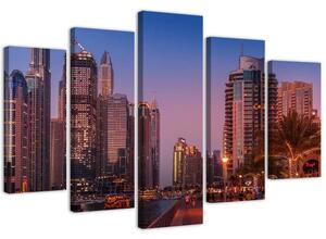 Obraz na plátne Dubaj večer - 5 dielny Rozmery: 100 x 70 cm