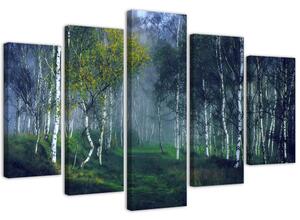 Obraz na plátne Brezy v hmle - 5 dielny Rozmery: 100 x 70 cm