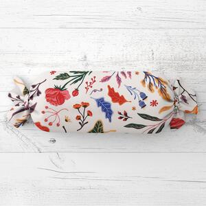 Biante Vankúš valec bonbon Sandra SA-772 Farebné rastliny na bielom 15x40 cm