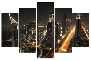 Obraz na plátne Panoráma Dubaja v noci - 5 dielny Rozmery: 100 x 70 cm