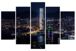 Obraz na plátne Osvetlený mrakodrap - 5 dielny Rozmery: 100 x 70 cm