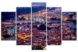 Obraz na plátne Praha za súmraku - 5 dielny Rozmery: 100 x 70 cm