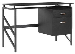 Písací stôl čierna MDF kov matný povrch 117 x 57 cm obdĺžnikový tvar úložný priestor 2 zásuvky moderný štýl kancelária