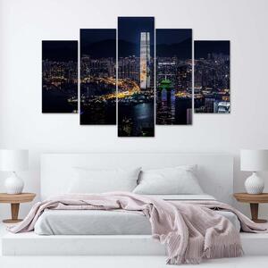 Obraz na plátne Osvetlený mrakodrap - 5 dielny Rozmery: 100 x 70 cm