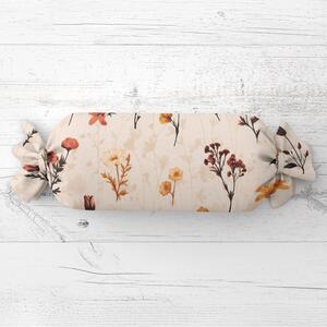 Biante Vankúš valec bonbon Sandra SA-771 Vínovo-oranžové lúčne kvietky na krémovom 15x40 cm