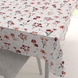 Biante Bavlnený obdĺžnikový obrus Sandra SA-770 Vínovo-ružové lúčne kvietky na bielom 50x100 cm