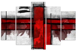 Obraz na plátne Červený akcent - 5 dielny Rozmery: 100 x 70 cm