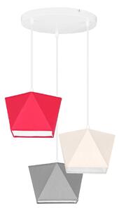Závesné svietidlo DIAMOND, 3x textilné tienidlo (mix 6 farieb), (výber z 3 farieb konštrukcie), O