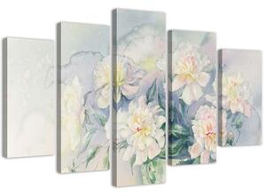 Obraz na plátne Biele kvety - 5 dielny Rozmery: 100 x 70 cm