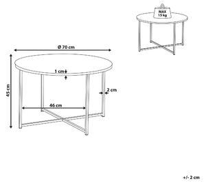 Konferenčný stolík s okrúhlym mramorovým efektom, základňa strieborná 70 cm Glam Modern Minimalist