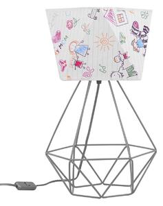 Detská stolová lampa DIAMOND, 1x biele textilné tienidlo so vzorom, D