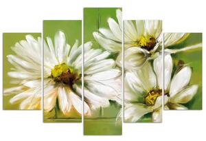 Obraz na plátne Biele kvety - 5 dielny Rozmery: 100 x 70 cm