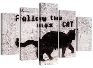 Obraz na plátne Čierna mačka - 5 dielny Rozmery: 100 x 70 cm