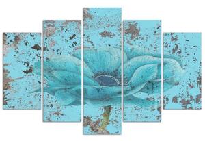 Obraz na plátne Modrý kvet - 5 dielny Rozmery: 100 x 70 cm