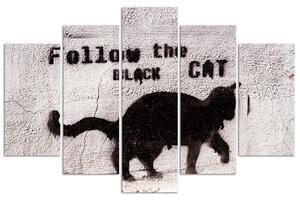 Obraz na plátne Čierna mačka - 5 dielny Rozmery: 100 x 70 cm