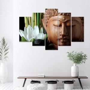 Obraz na plátne Budha a biely kvet - 5 dielny Rozmery: 100 x 70 cm