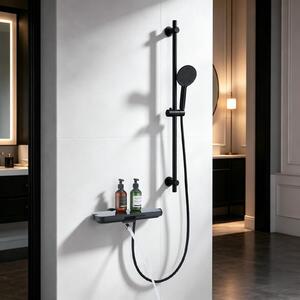 Sprchová súprava s ručnou sprchou, čierna, dĺžka 90 cm