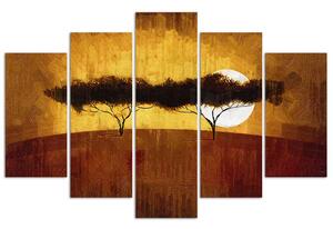 Obraz na plátne Africké stromy - 5 dielny Rozmery: 100 x 70 cm