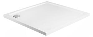 Rea Savoy, akrylátová štvorcová sprchová vanička 80x80x6 cm + sifón, biela, REA-K1906