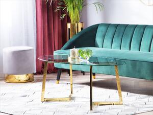 Konferenčný stolík zlatý sklenený 120 x 60 cm kovové nohy moderný