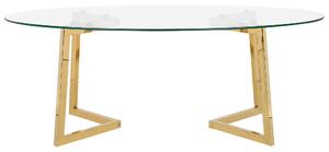 Konferenčný stolík zlatý sklenený 120 x 60 cm kovové nohy moderný