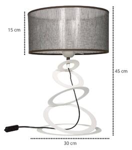Stolová lampa INDIGO, 1x sivé textilné tienidlo, čierna konštrukcia