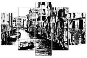 Obraz na plátne Benátsky kanál - 5 dielny Rozmery: 100 x 70 cm