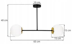 Stropné svietidlo Florence, 2x biele sklenené tienidlo, (výber zo 4 farieb uchytenia)