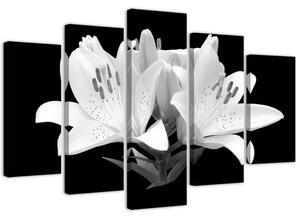 Obraz na plátne Biele ľalie - 5 dielny Rozmery: 100 x 70 cm