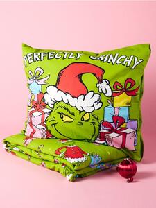 Sinsay - Bavlnená vianočná posteľná súprava s potlačou Grinch - žlto-zelená