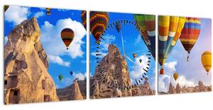 Obraz - Teplovzdušné balóny, Cappadocia, Turkey. (s hodinami) (90x30 cm)