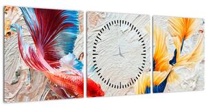 Obraz - Ryby bojovníčky (s hodinami) (90x30 cm)