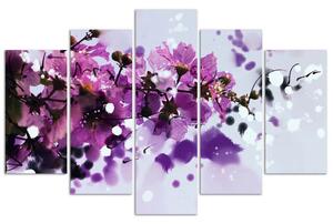 Obraz na plátne Kvitnúca vetva - 5 dielny Rozmery: 100 x 70 cm