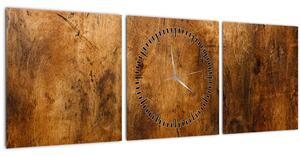 Obraz - Detail dreva (s hodinami) (90x30 cm)