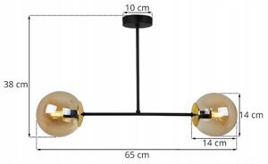 Stropné svietidlo PARIS, 2x medové sklenené tienidlo, (výber zo 4 farieb uchytenia)