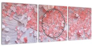 Obraz - Prímorská atmosféra v ružových odtieňoch (s hodinami) (90x30 cm)