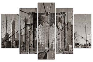 Obraz na plátne Brooklynský most čiernobiely - 5 dielny Rozmery: 100 x 70 cm