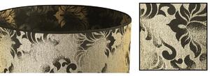 Závesné svietidlo Werona 1, 1x čierne/zlaté textilné tienidlo so vzorom, (fi 40cm)