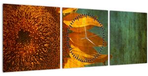 Obraz - Slnečnica (s hodinami) (90x30 cm)