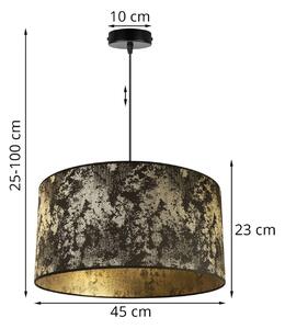 Závesné svietidlo Werona 2, 1x čierne/zlaté textilné tienidlo, (fi 45cm), g