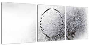 Obraz - Zimná alej (s hodinami) (90x30 cm)